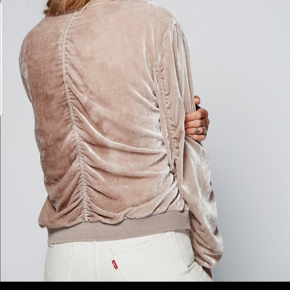 Free People Ruched Crushed Velvet Bomber Jacket XS - Picture 14 of 15